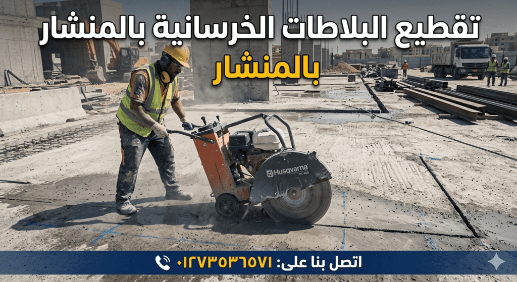 تقطيع البلاطات الخرسانية بالمنشار