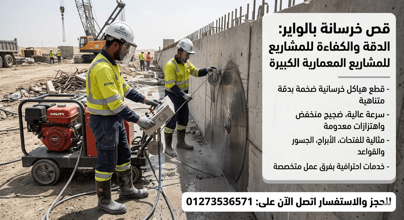 قص خرسانة بالواير