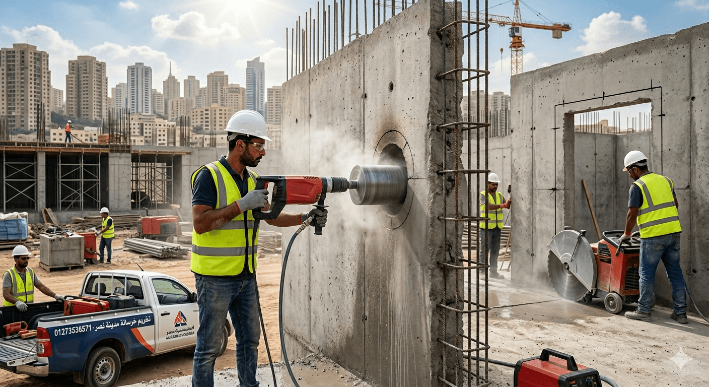 تخريم خرسانة في مدينة نصر