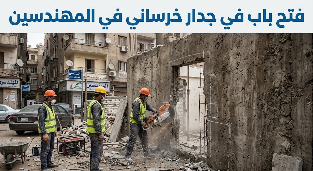 فتح باب في جدار خرساني في المهندسين