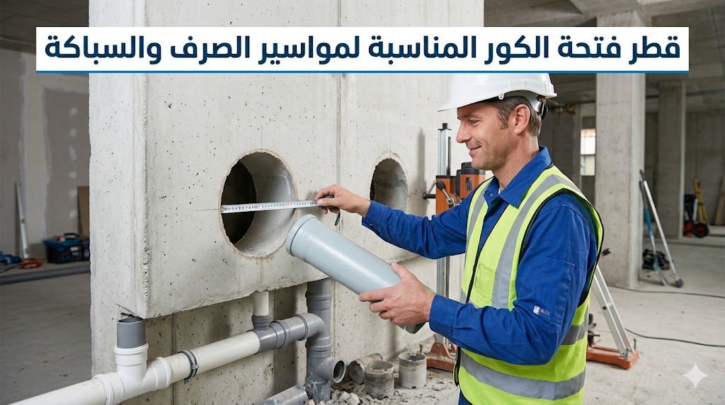 قطر فتحة الكور المناسبة لمواسير الصرف والسباكة