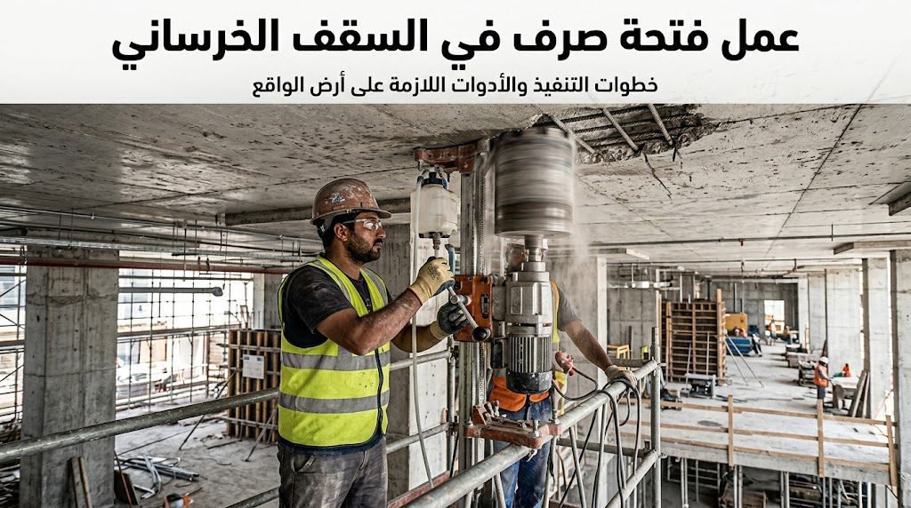 عمل فتحة صرف في السقف الخرساني